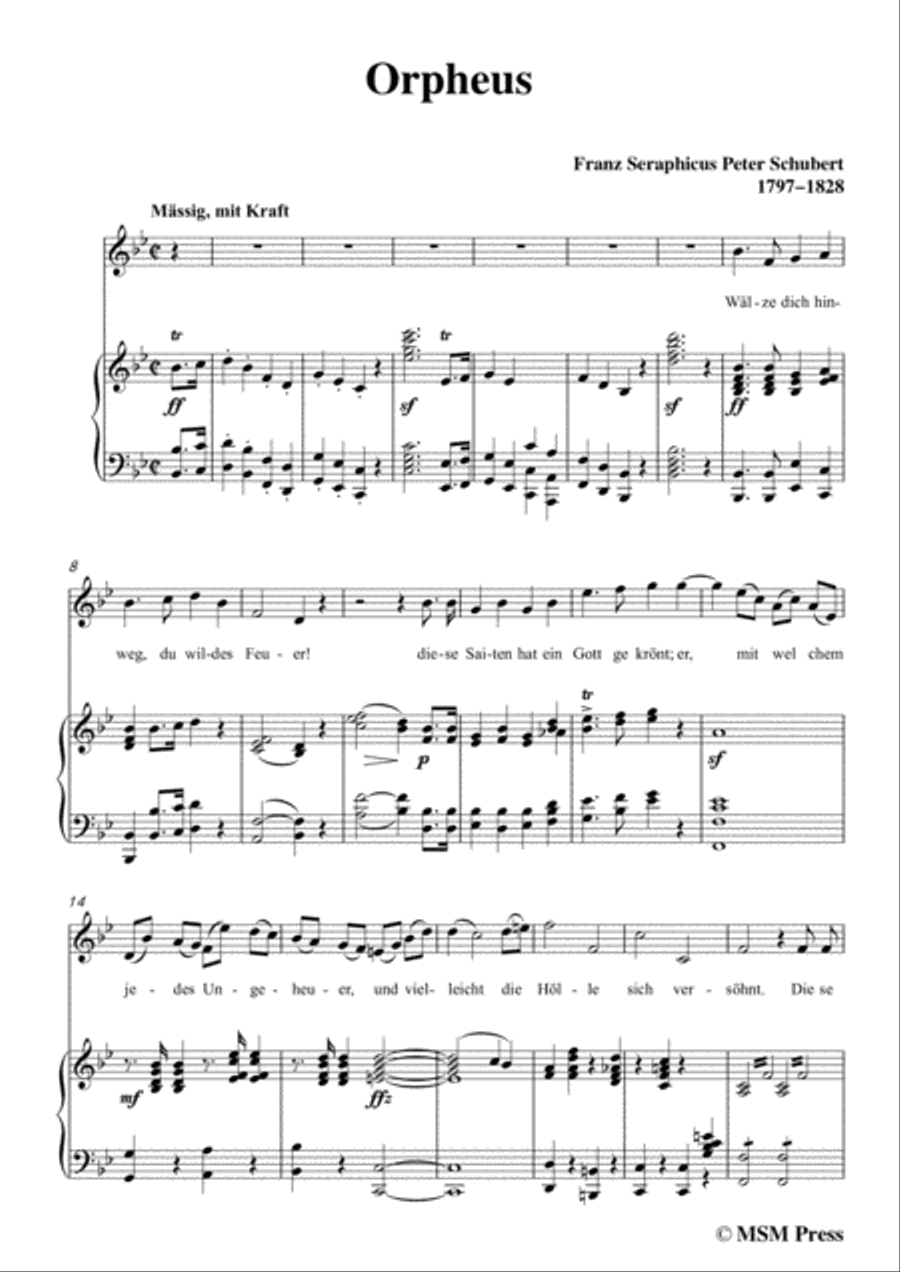 Schubert-Orpheus(Song of Orpheus as he entered Hell),D.474,in B flat Major,for Voice&Piano Voice scores gallery preview page 3