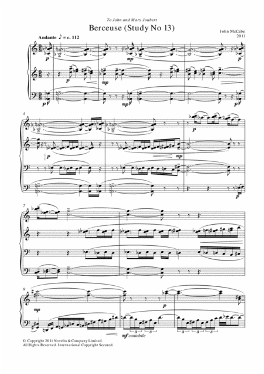 Berceuse (Study No. 13) Berceuse (Study No. 13) Piano scores gallery preview page 1