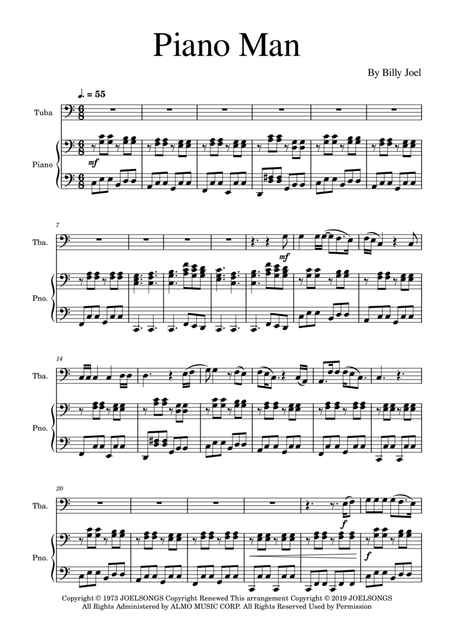 Piano Man Piano scores gallery preview page 1