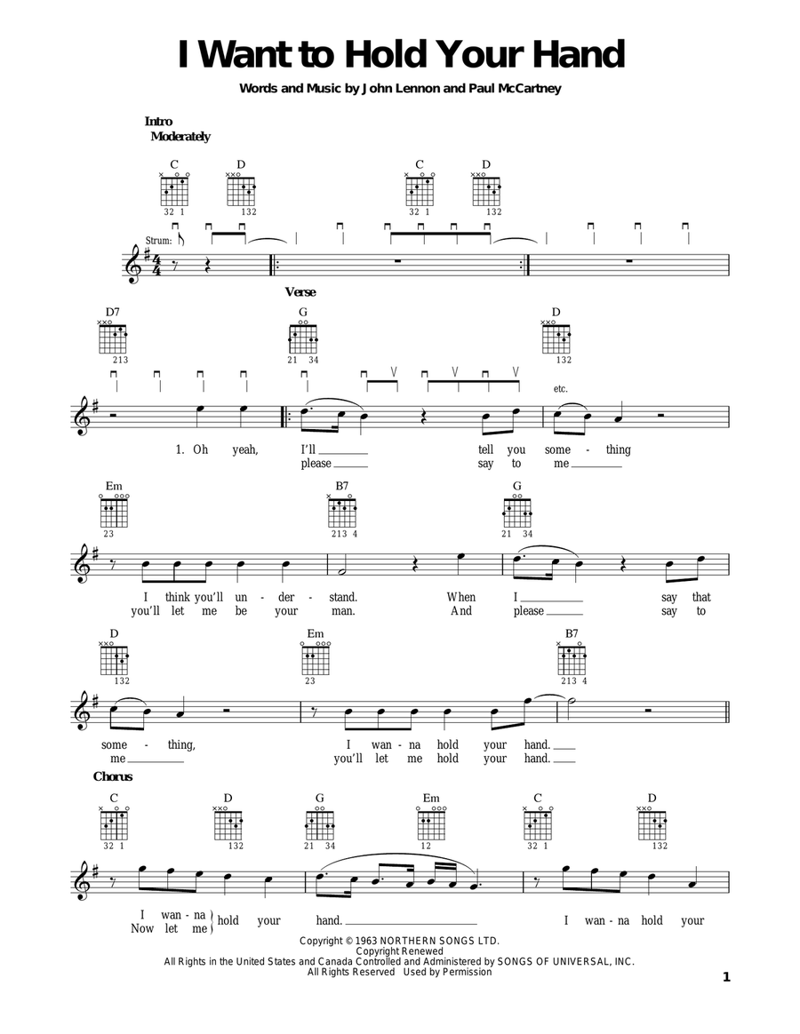 I Want To Hold Your Hand I Want To Hold Your Hand Acoustic Guitar scores gallery preview page 1