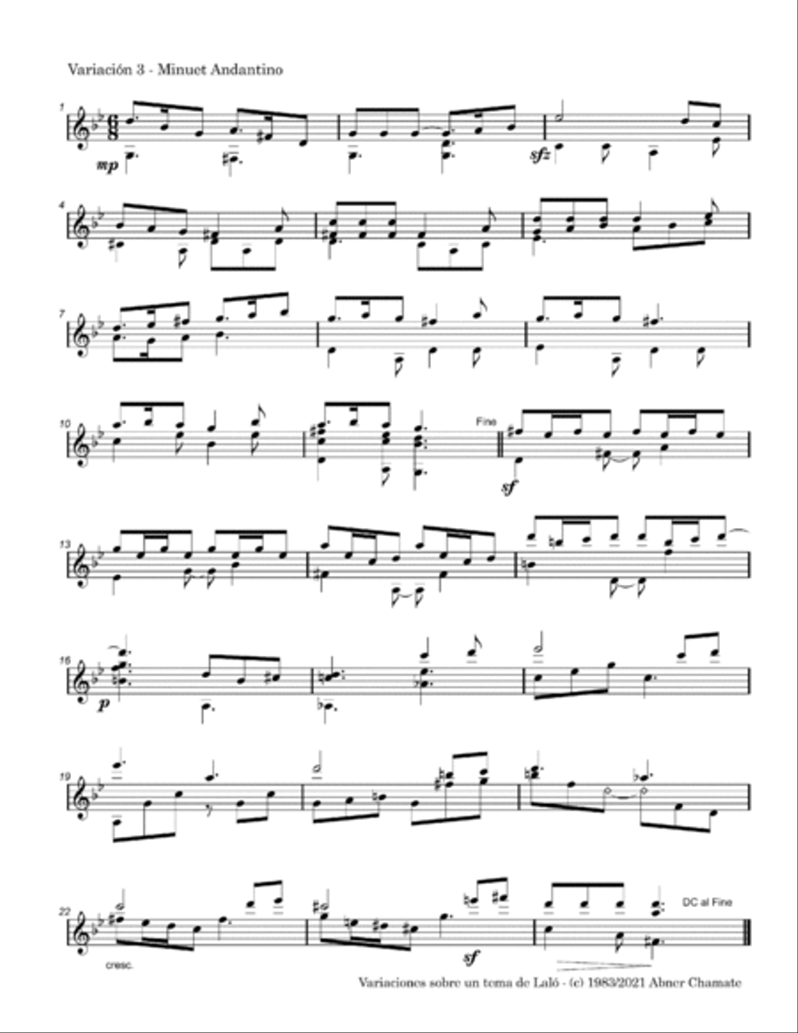 Variations on a theme by Lalo Acoustic Guitar scores gallery preview page 4