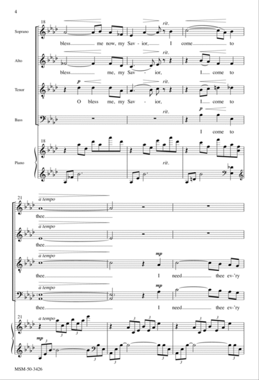 I Need Thee Every Hour 4-Part scores gallery preview page 4
