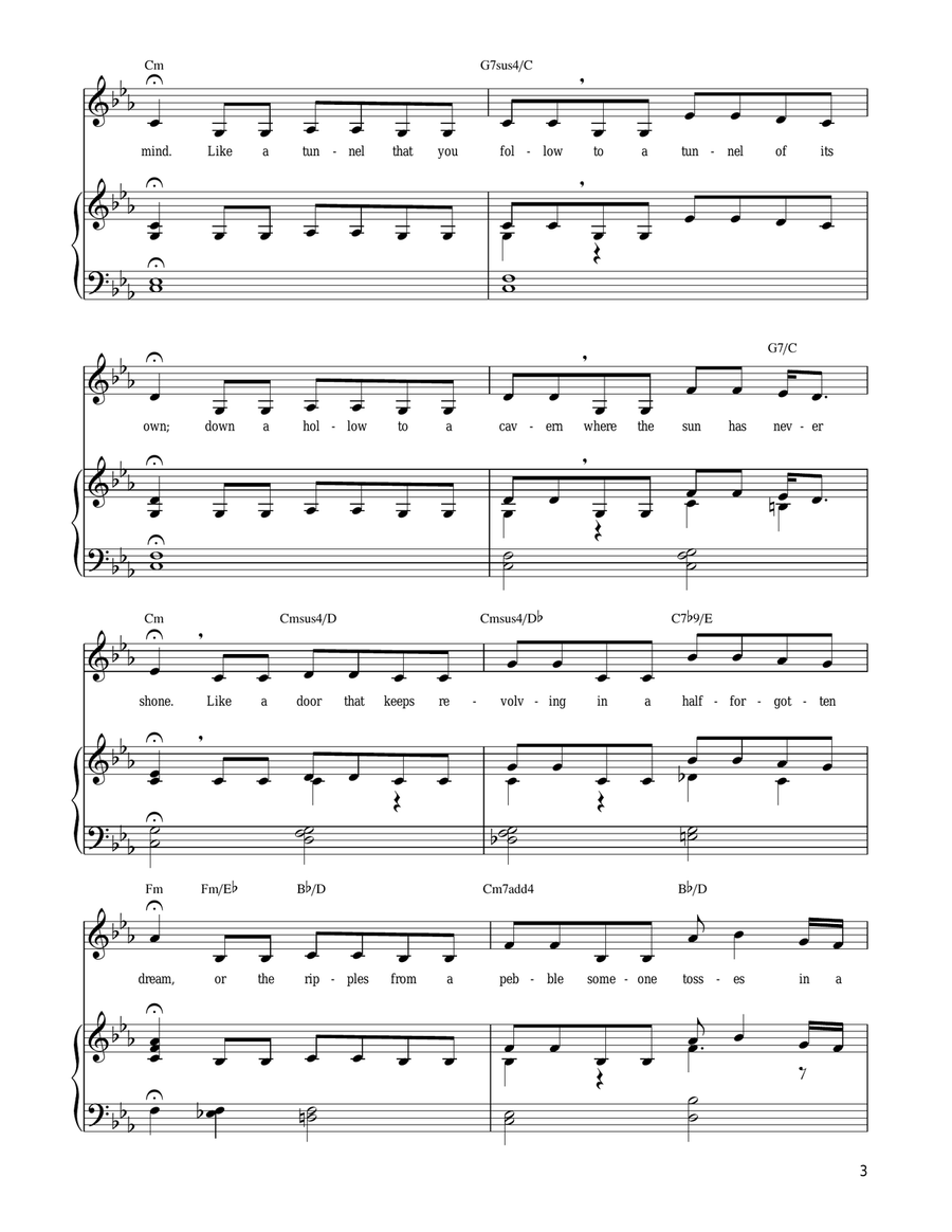 The Windmills Of Your Mind Piano, Vocal, Guitar scores gallery preview page 3