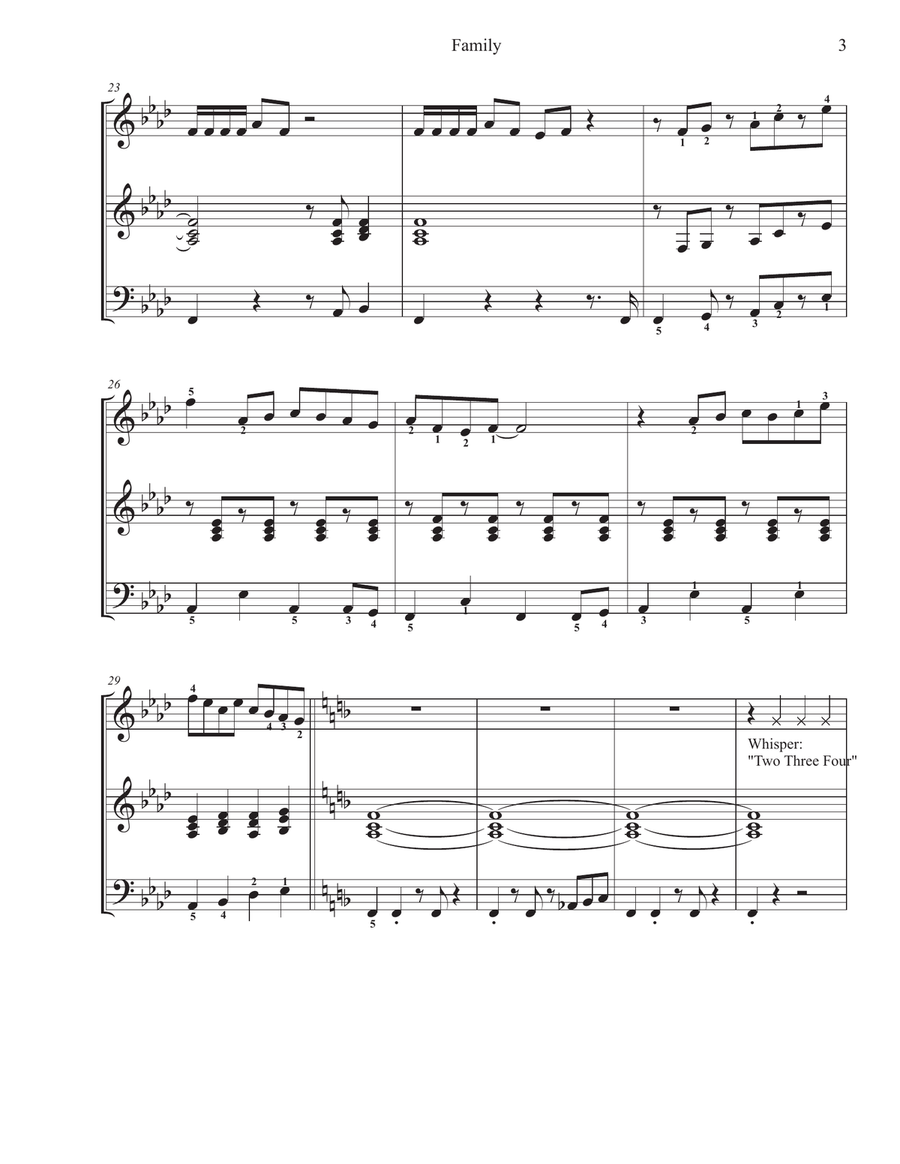 Family - One Handed Trio version Piano scores gallery preview page 4