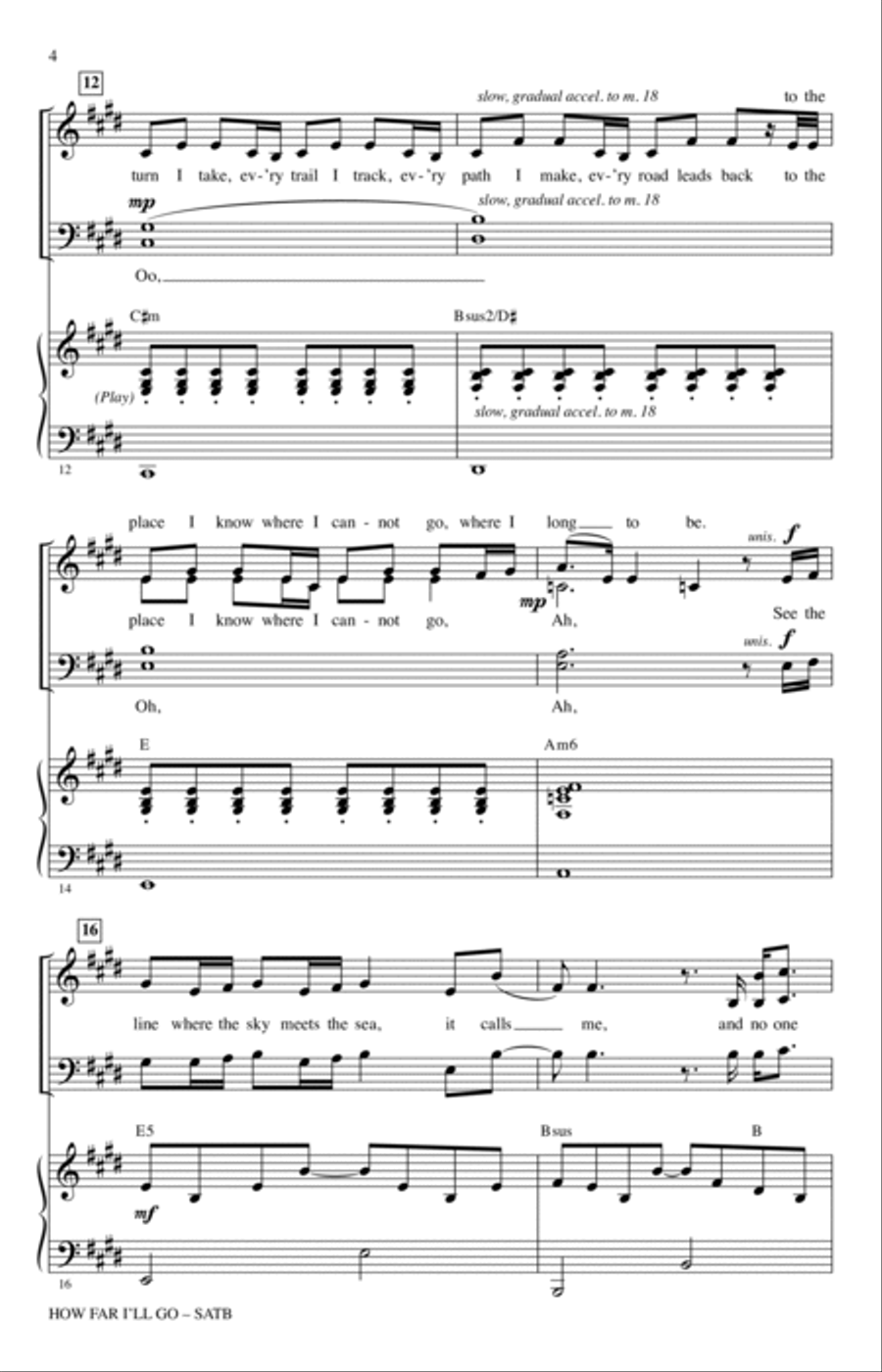 How Far I'll Go (from Moana) (arr. Ed Lojeski) 4-Part scores gallery preview page 3