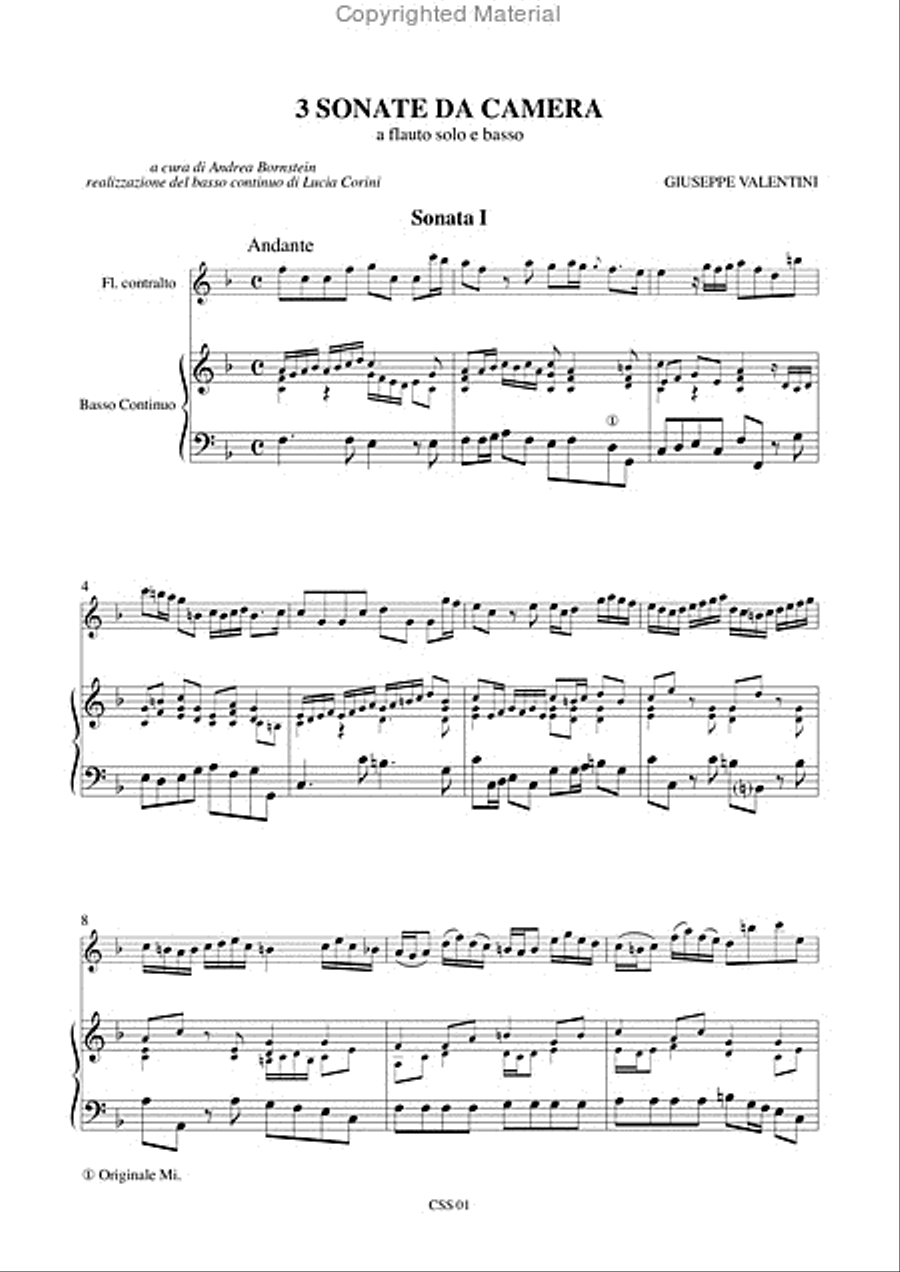 3 Sonate da camera for Treble Recorder and Continuo Flute scores gallery preview page 2
