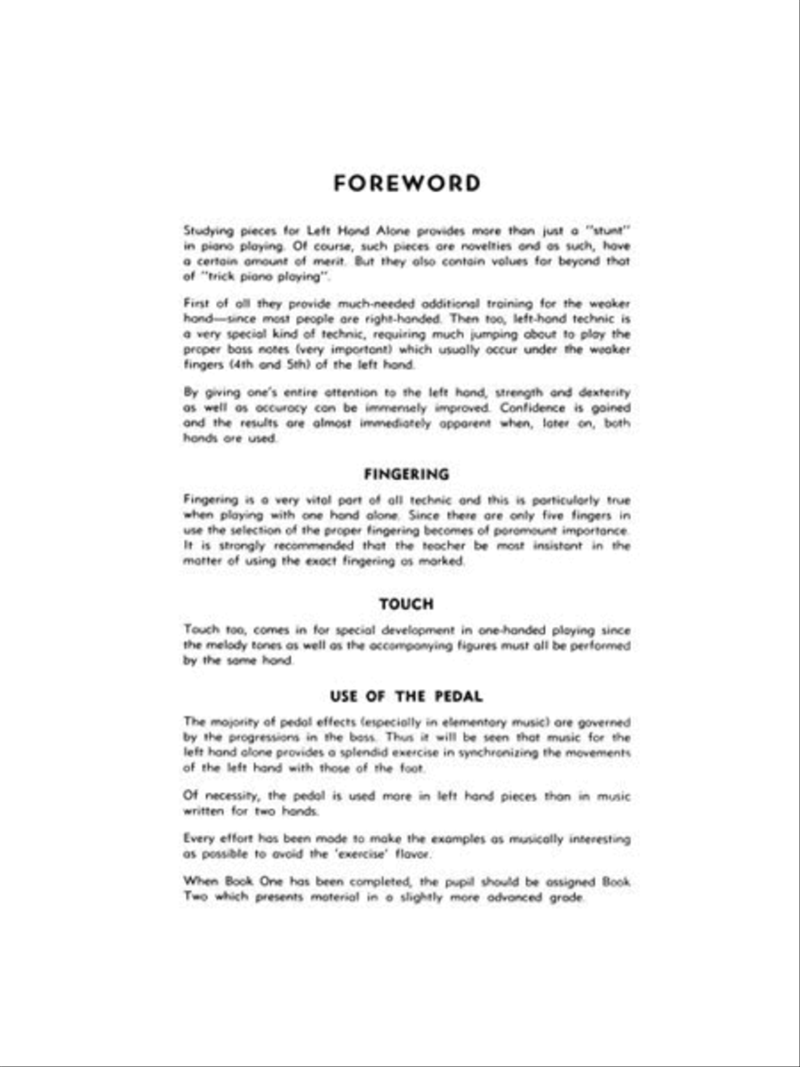 For Left Hand Alone – Book 1 Piano Method scores gallery preview page 3