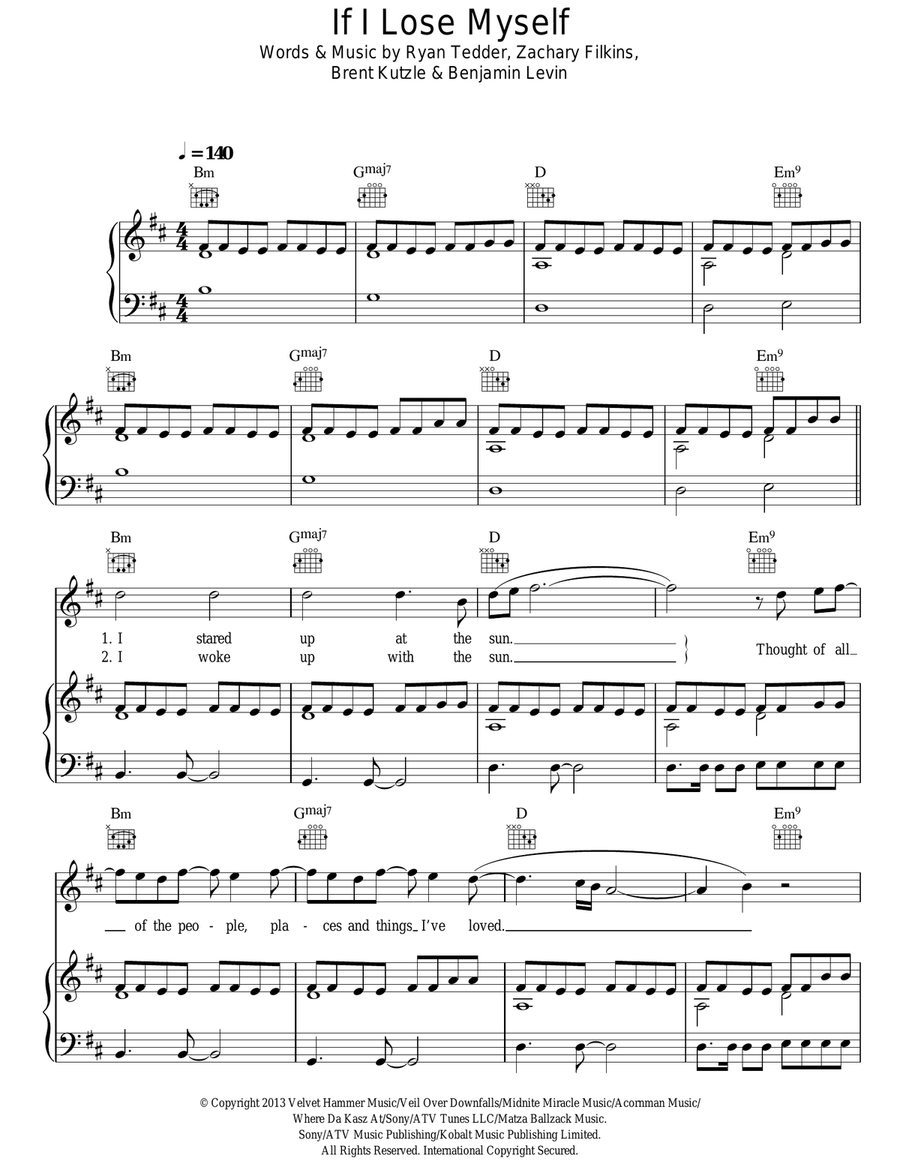If I Lose Myself Acoustic Guitar scores gallery preview page 1