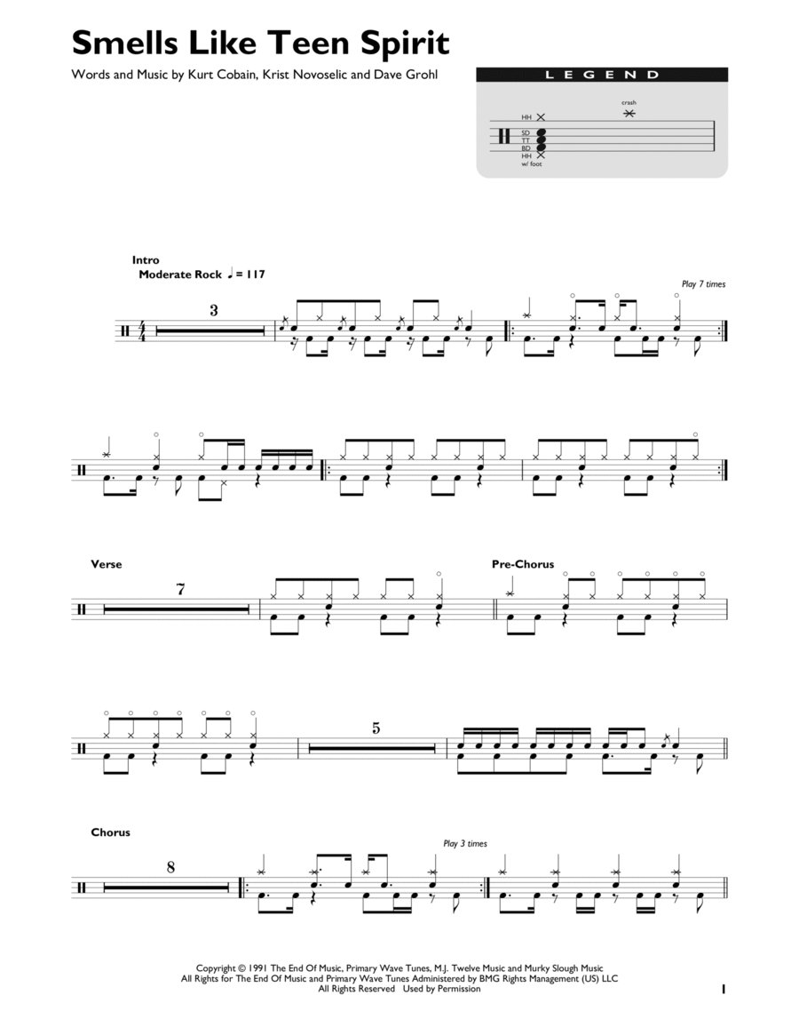 Smells Like Teen Spirit Smells Like Teen Spirit Drum Set scores gallery preview page 1
