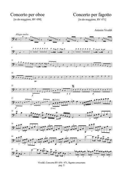 Concerto per fagotto RV 471 - Concerto per oboe RV 450