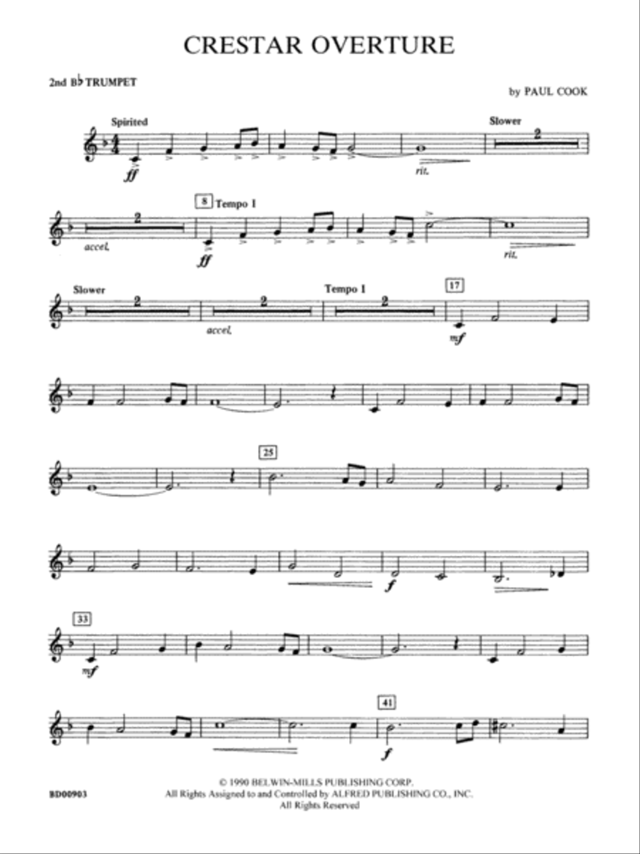 Crestar Overture: 2nd B-flat Trumpet Concert Band scores gallery preview page 1