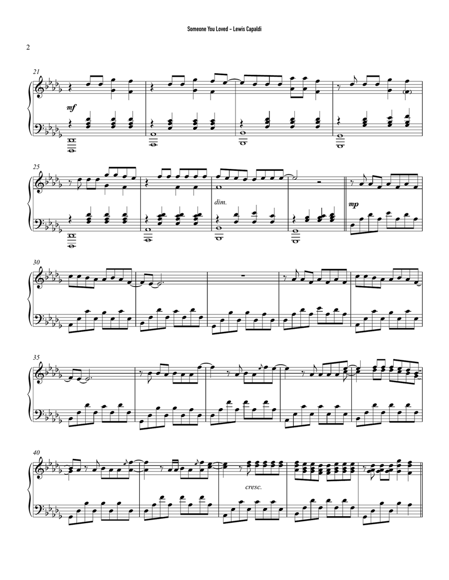 Someone You Loved Piano Solo scores gallery preview page 2