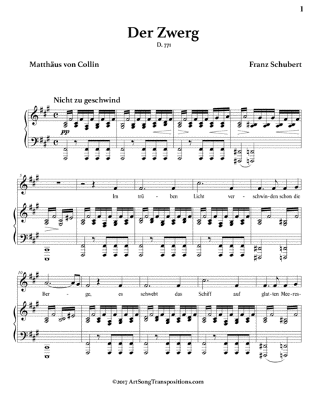 SCHUBERT: Der Zwerg, D. 771 (transposed to F-sharp minor)