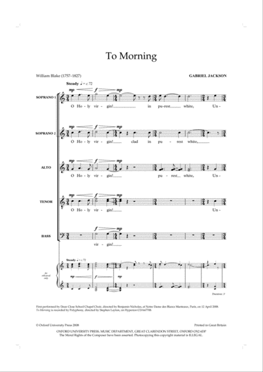 To Morning SSATB scores gallery preview page 2