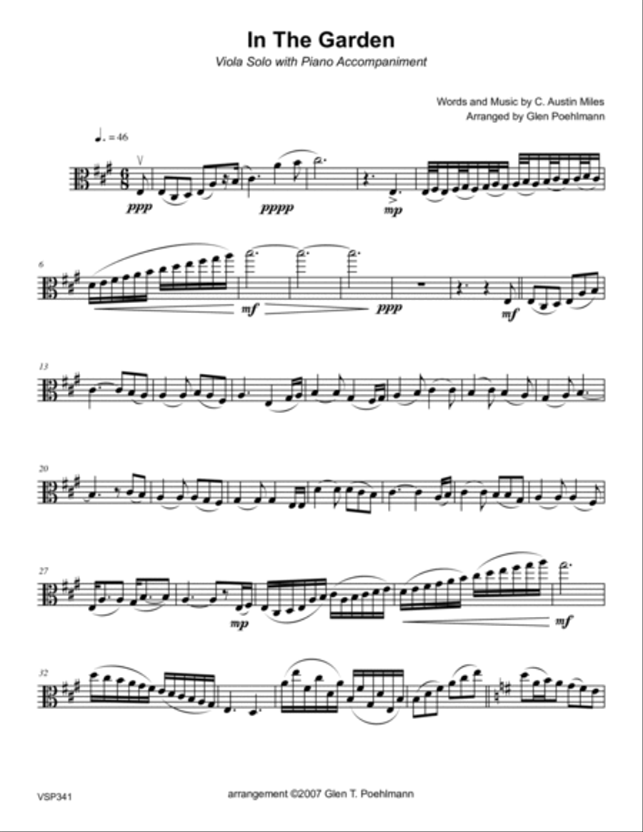 IN THE GARDEN - VIOLA SOLO with Piano Accompaniment (2 versions included) Piano scores gallery preview page 6
