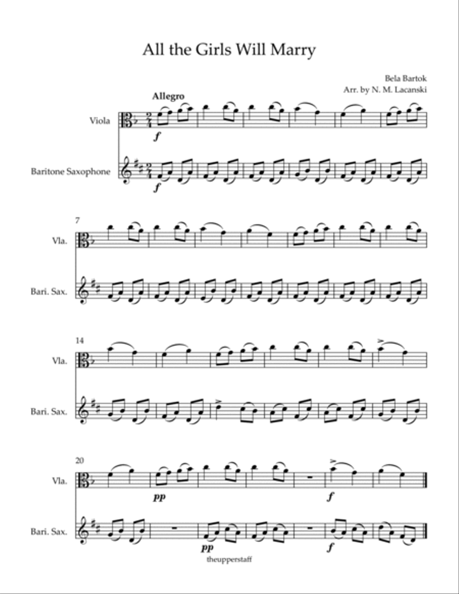 All the Girls Will Marry All the Girls Will Marry Baritone Saxophone scores gallery preview page 2