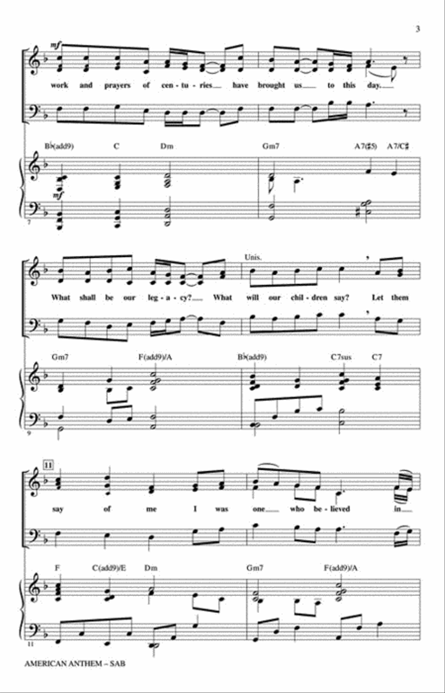 American Anthem 3-Part scores gallery preview page 3