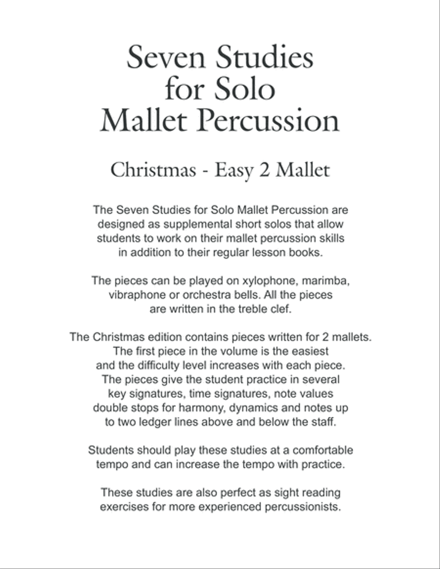 Seven Studies for Solo Mallet Percussion Christmas Percussion Ensemble scores gallery preview page 2