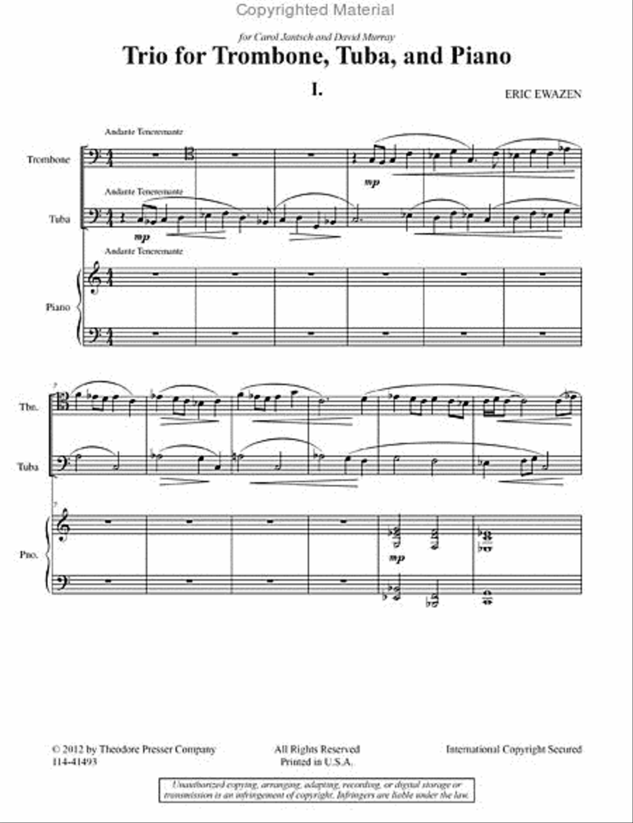 Trio for Trombone, Tuba, and Piano Brass Trio scores gallery preview page 2