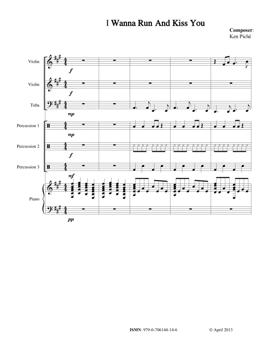 I Wanna Run And Kiss You Tuba scores gallery preview page 1