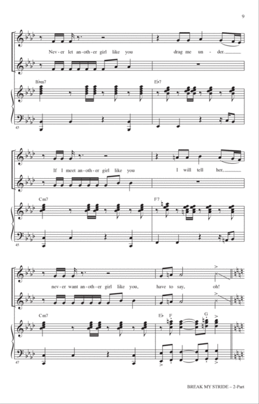 Break My Stride (arr. Mark Brymer) 2-Part scores gallery preview page 8