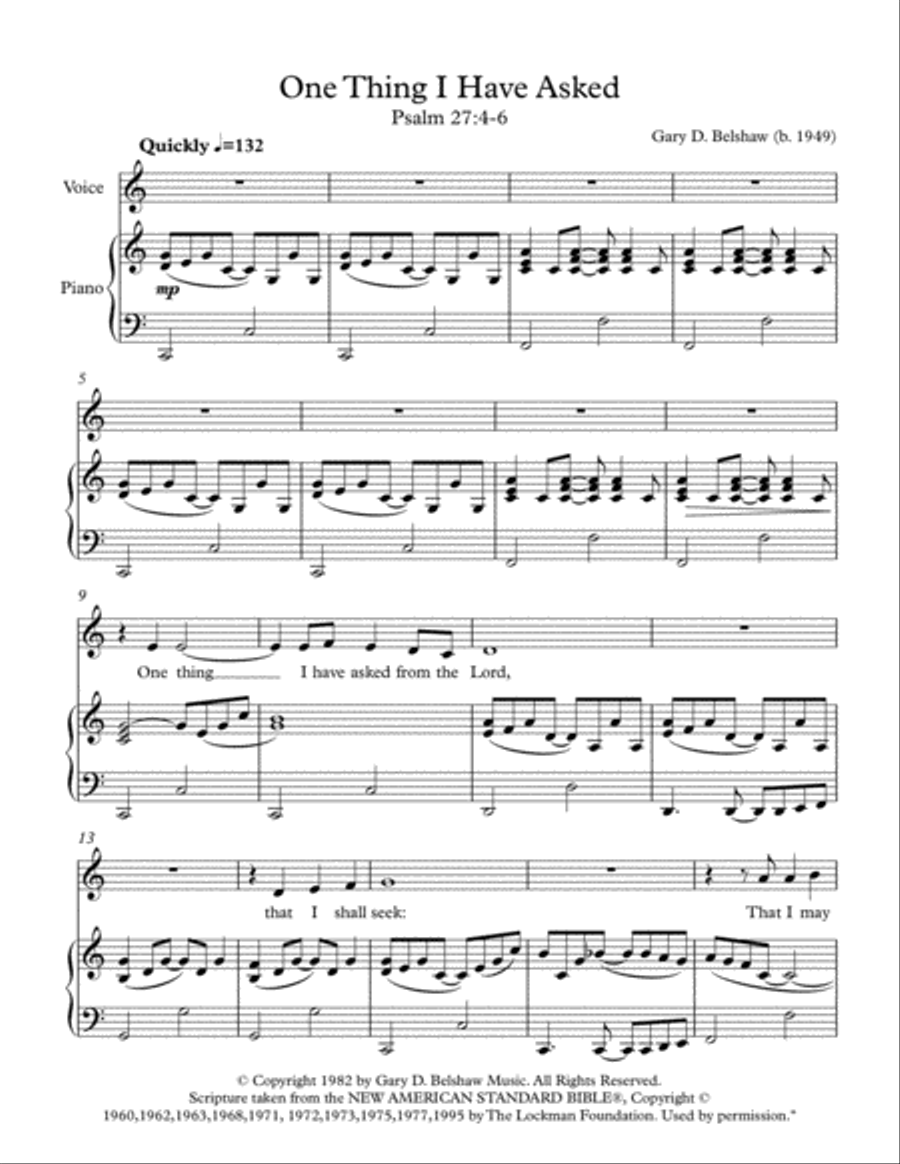 One Thing I Have Asked (Psalm 27:4-6) Medium Voice scores gallery preview page 2