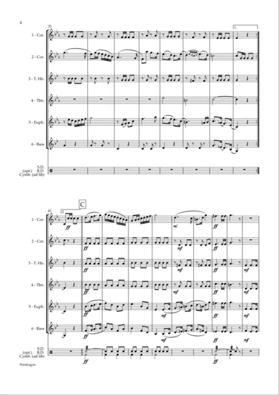 Pendragon - Contest March by George Allan - arranged for brass sextet Brass Ensemble scores gallery preview page 4