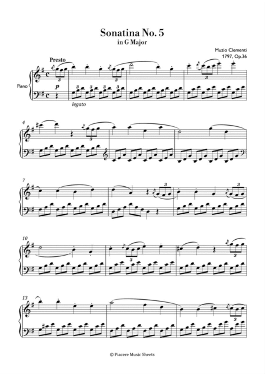 Clementi - Sonatina No.5 in G Major - Intermediate Piano Method scores gallery preview page 2