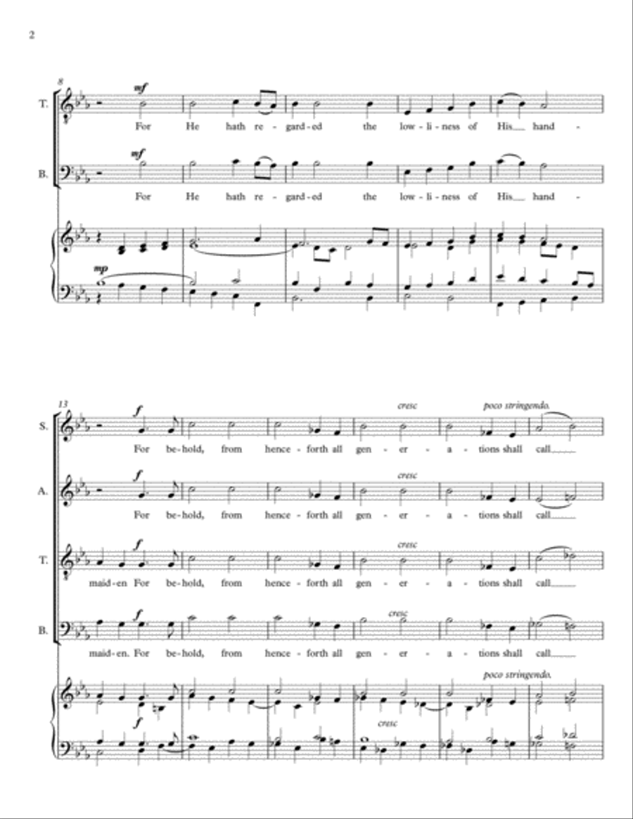 Magnificat & Nunc Dimittis in E Flat, HWC 298 4-Part scores gallery preview page 4