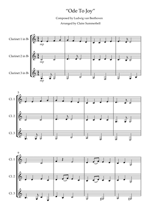 Ode To Joy - Easy Clarinet Trio