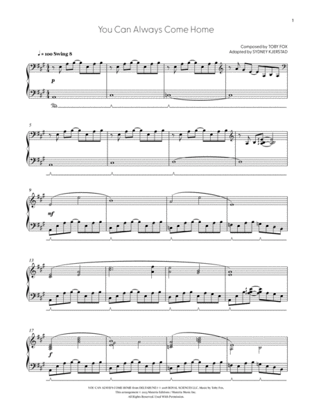 You Can Always Come Home (DELTARUNE Chapter 2 - Piano Sheet Music)