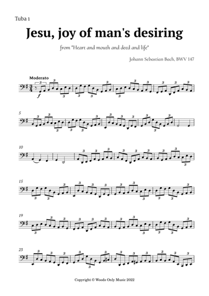 Jesu, joy of man's desiring by Bach for Tuba Quartet image number null