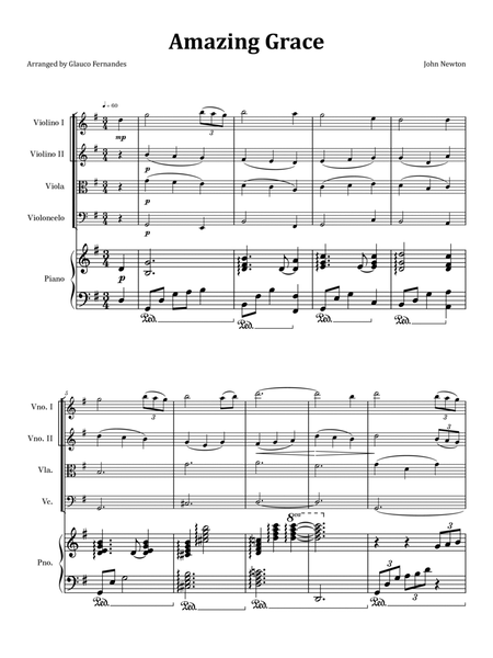 Amazing Grace - String Quartet & Piano image number null