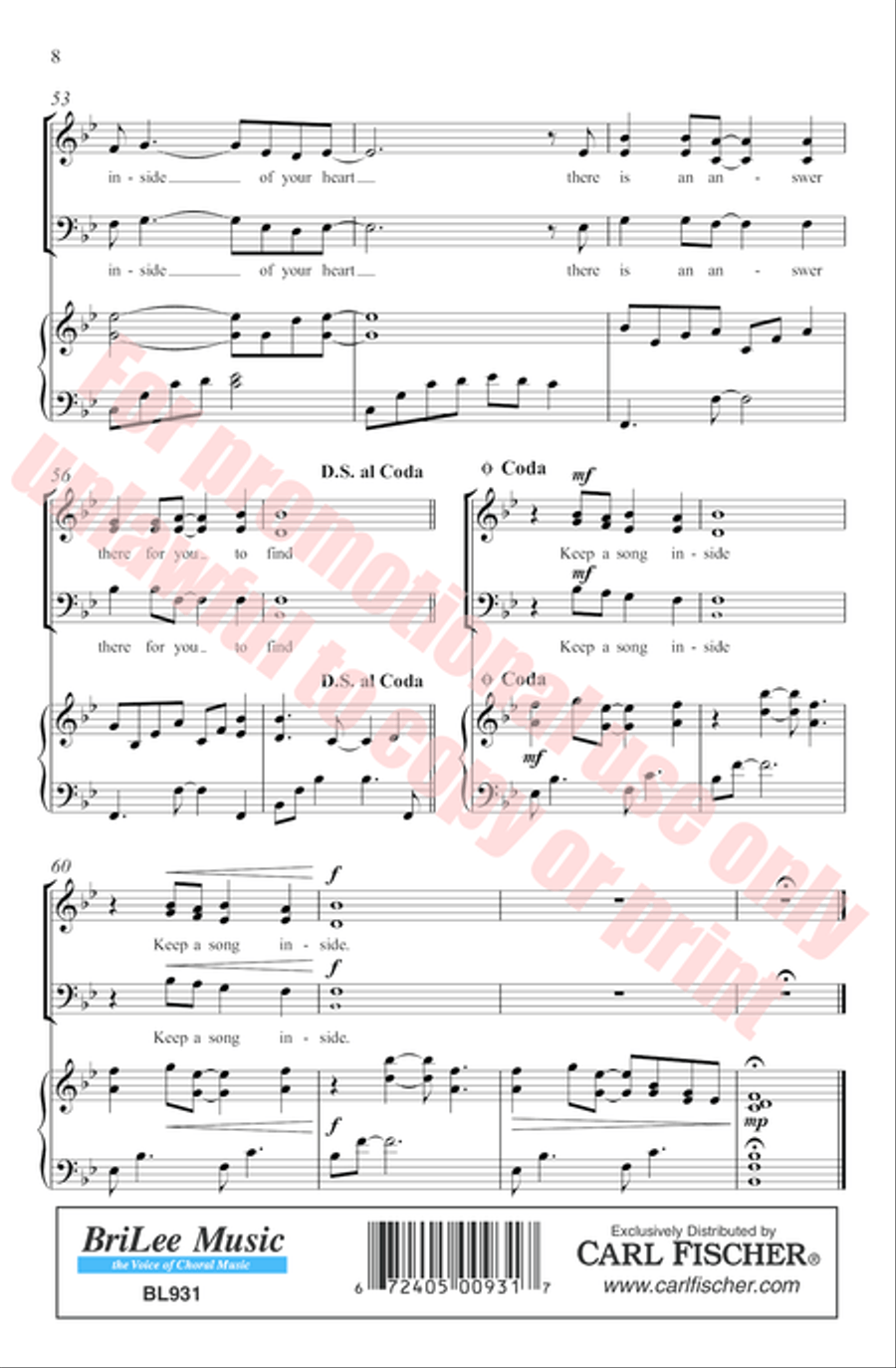 Keep a Song Inside 3-Part scores gallery preview page 9