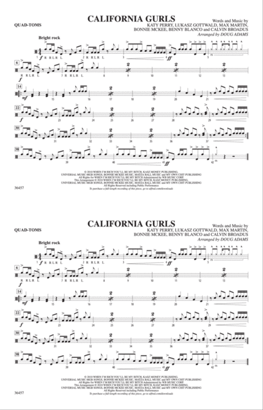 California Gurls: Quad-Toms Marching Band scores gallery preview page 1