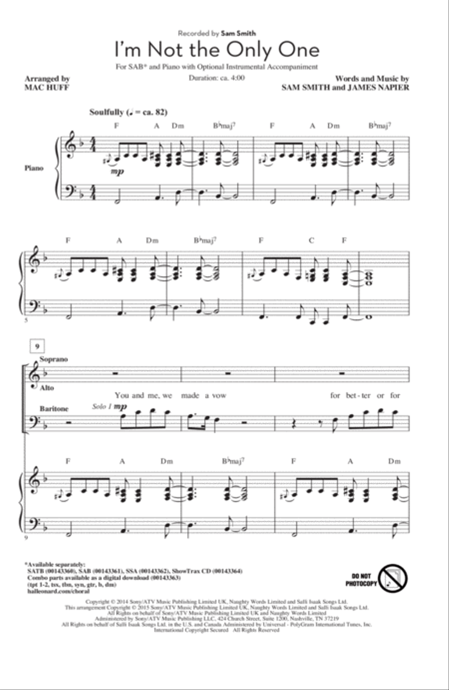 I'm Not The Only One 3-Part scores gallery preview page 1