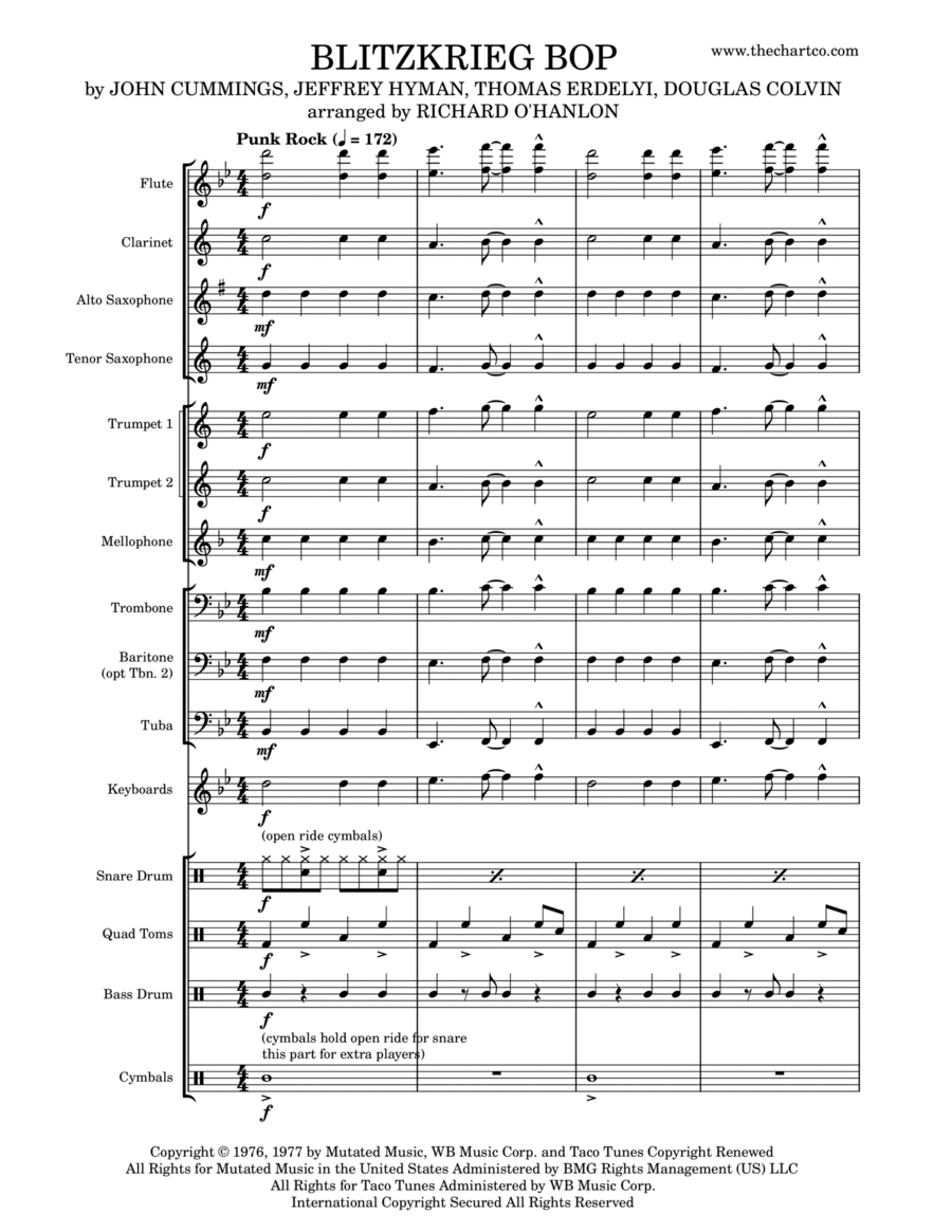 Blitzkrieg Bop Marching Band scores gallery preview page 1