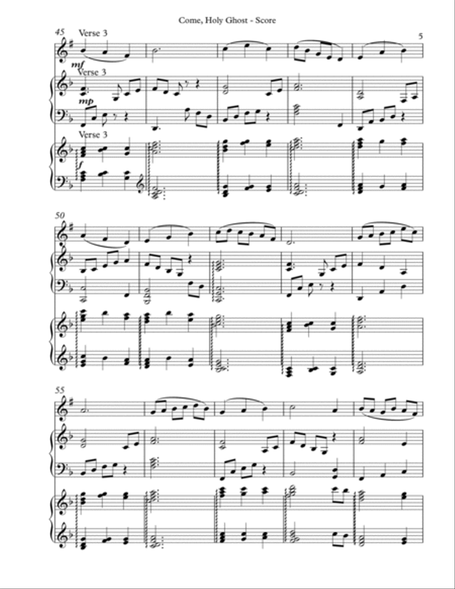 Come, Holy Ghost, Trio for Bb Clarinet, Harp, Piano B-Flat Clarinet scores gallery preview page 5