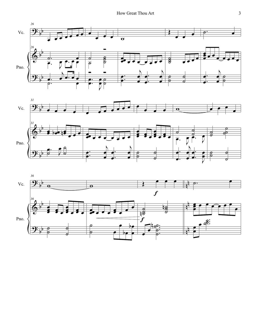 How Great Thou Art - for Cello and Piano How Great Thou Art - for Cello and Piano Piano Accompaniment scores gallery preview page 3