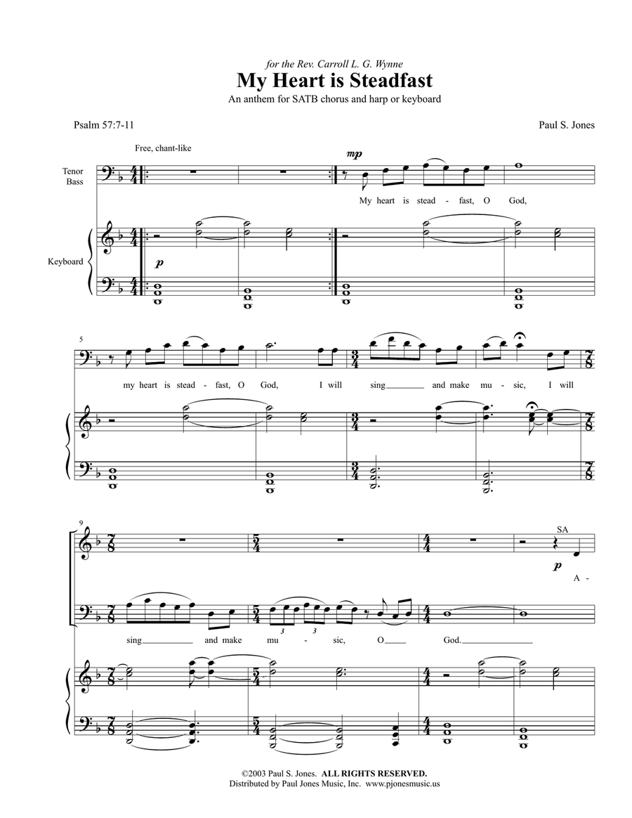 My Heart Is Steadfast (Psalm 57) 4-Part scores gallery preview page 1