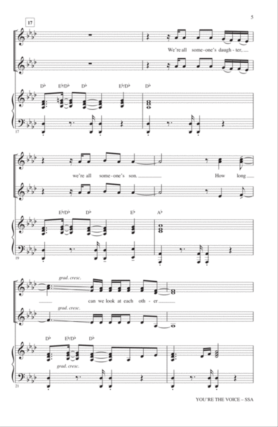 You're The Voice (arr. Kirby Shaw) SSA scores gallery preview page 4