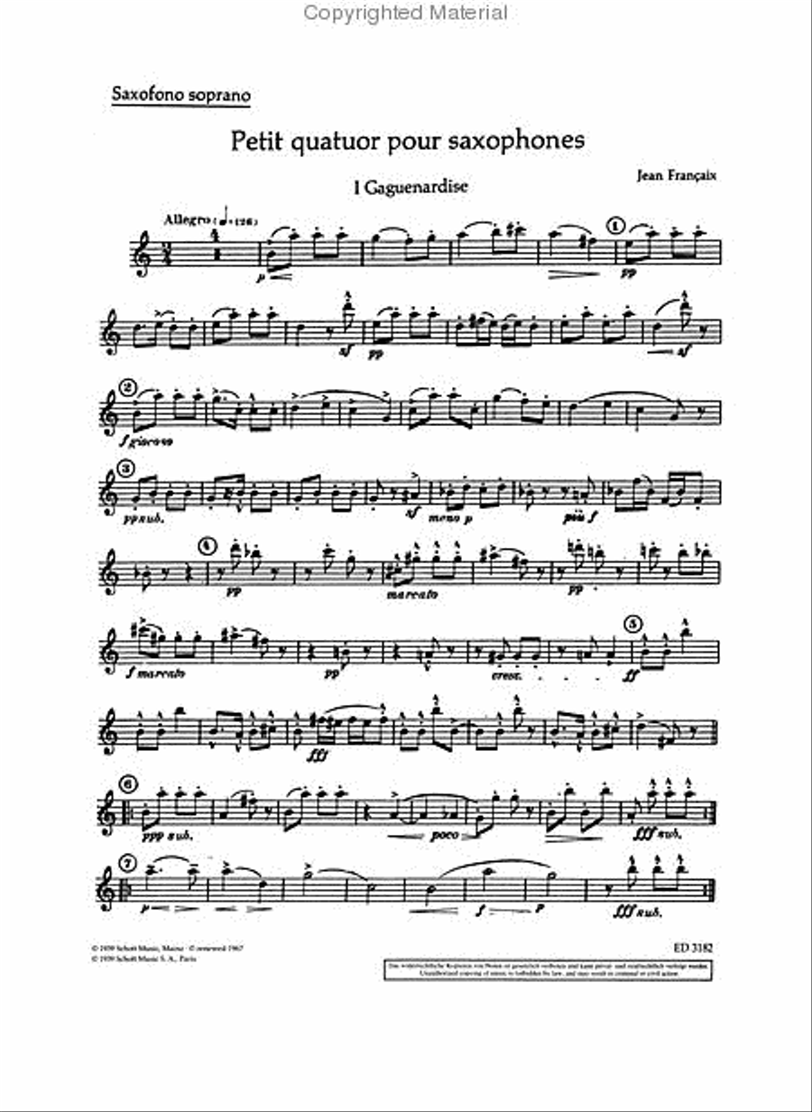 Petit Quatuor pour Saxophones Saxophone Quartet scores gallery preview page 2