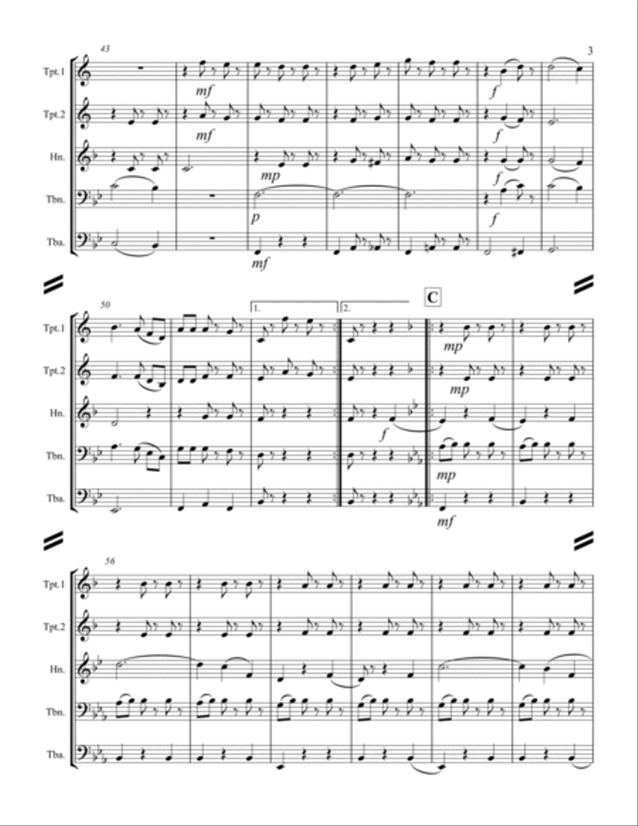The Blue Danube (for Brass Quintet) Brass Quintet scores gallery preview page 4