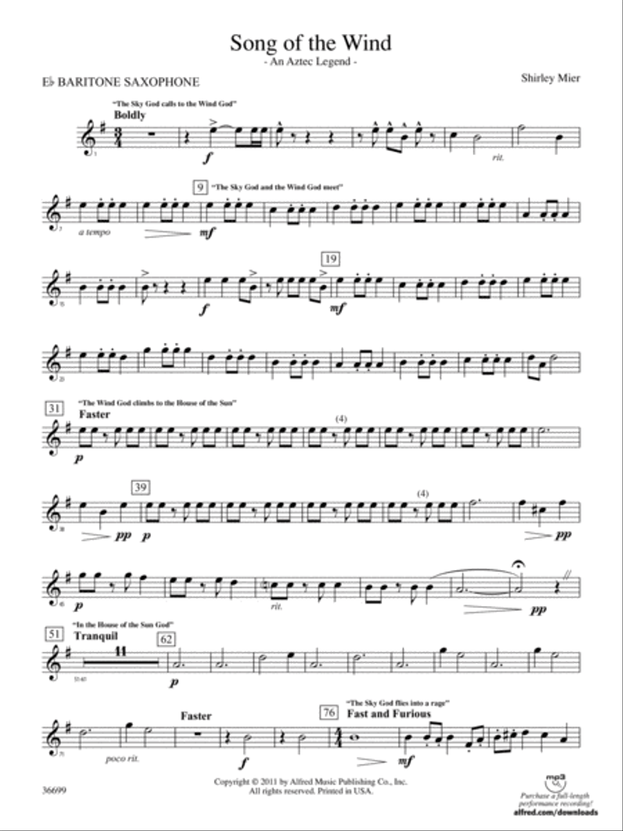 Song of the Wind: E-flat Baritone Saxophone Concert Band scores gallery preview page 1