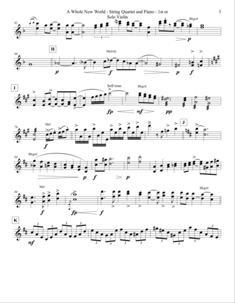 A Whole New World Violin Solo scores gallery preview page 3