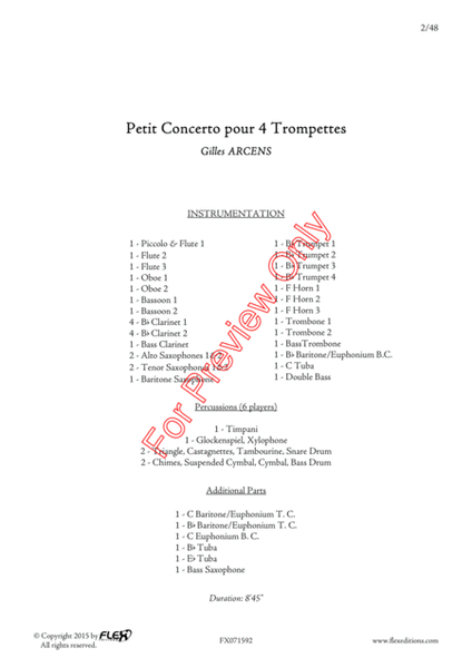 Petit Concerto Pour Quatre Trompettes image number null