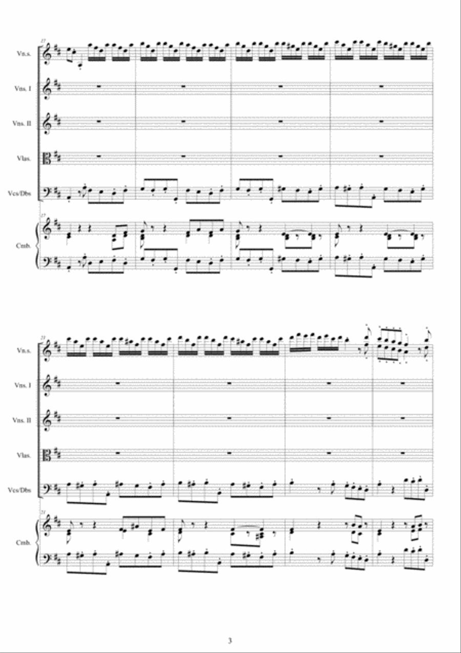 Vivaldi - Concerto No.4 in D major RV 216 Op.6 for Violin, Strings and Continuo Chamber Orchestra scores gallery preview page 3