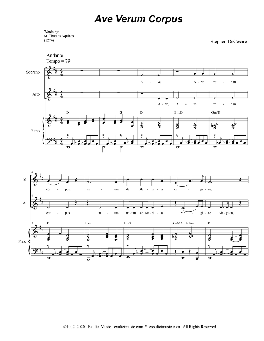 Ave Verum Corpus (2-part choir - (SA)