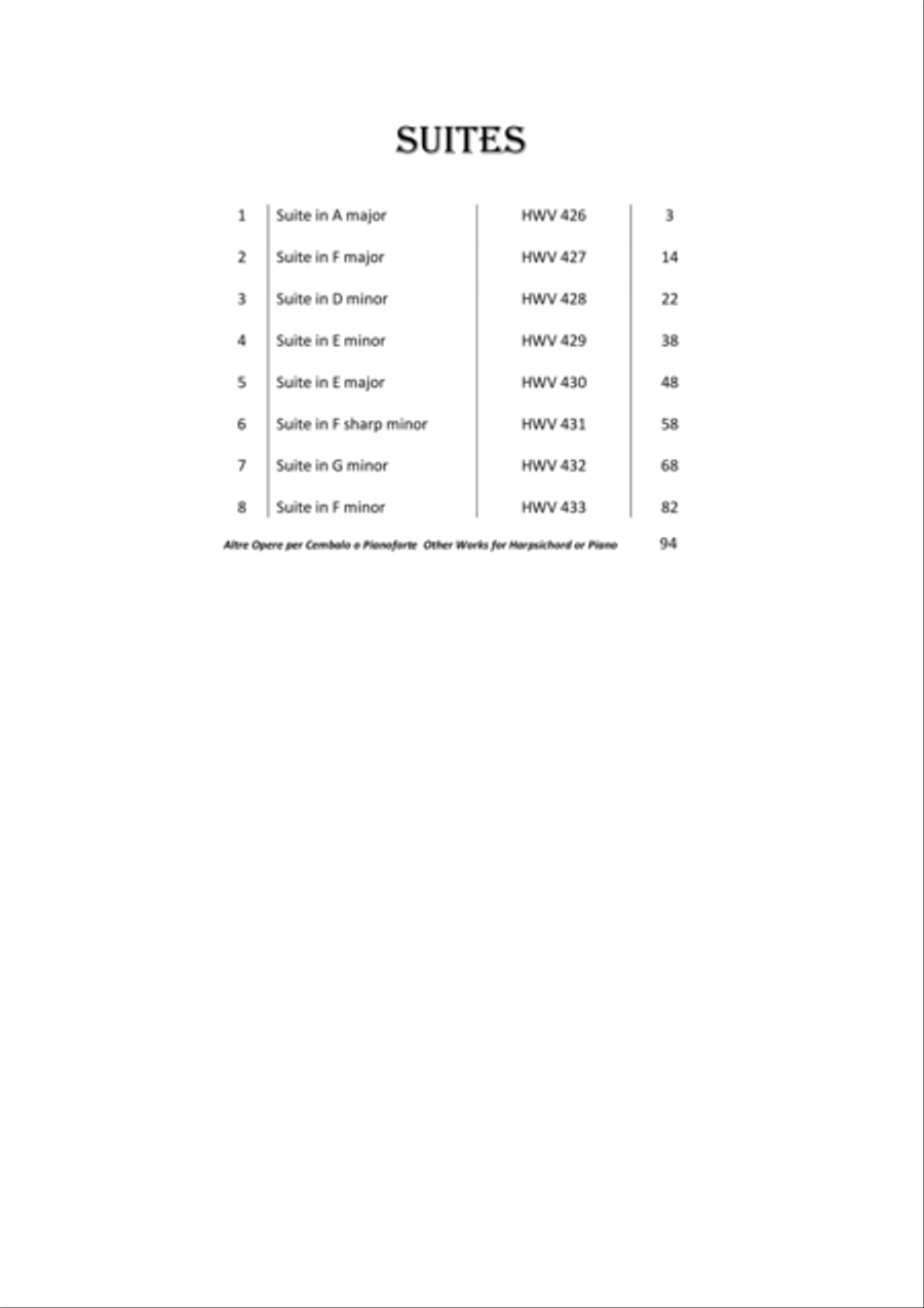 Handel - 8 Great Piano Suites HWV 426-433 - Complete Scores Piano Solo scores gallery preview page 2