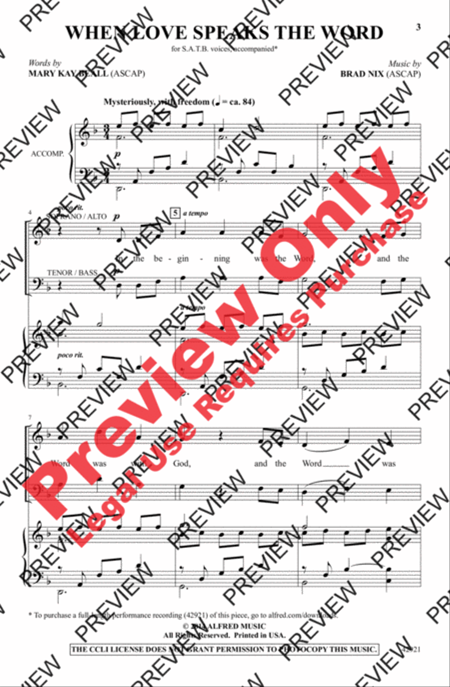 When Love Speaks the Word 4-Part scores gallery preview page 3